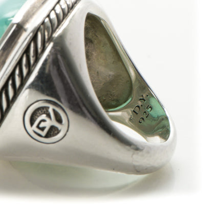 David Yurman Sterling Silver Aqua Chalcedony 17mm Albion Statement Ring 52 6 5 of 5