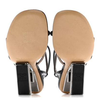 Fendi Nappa Metallic Ayers Fendi First 95mm Strappy Sandals 36.5 Black Chocolate Stagno 5 of 9