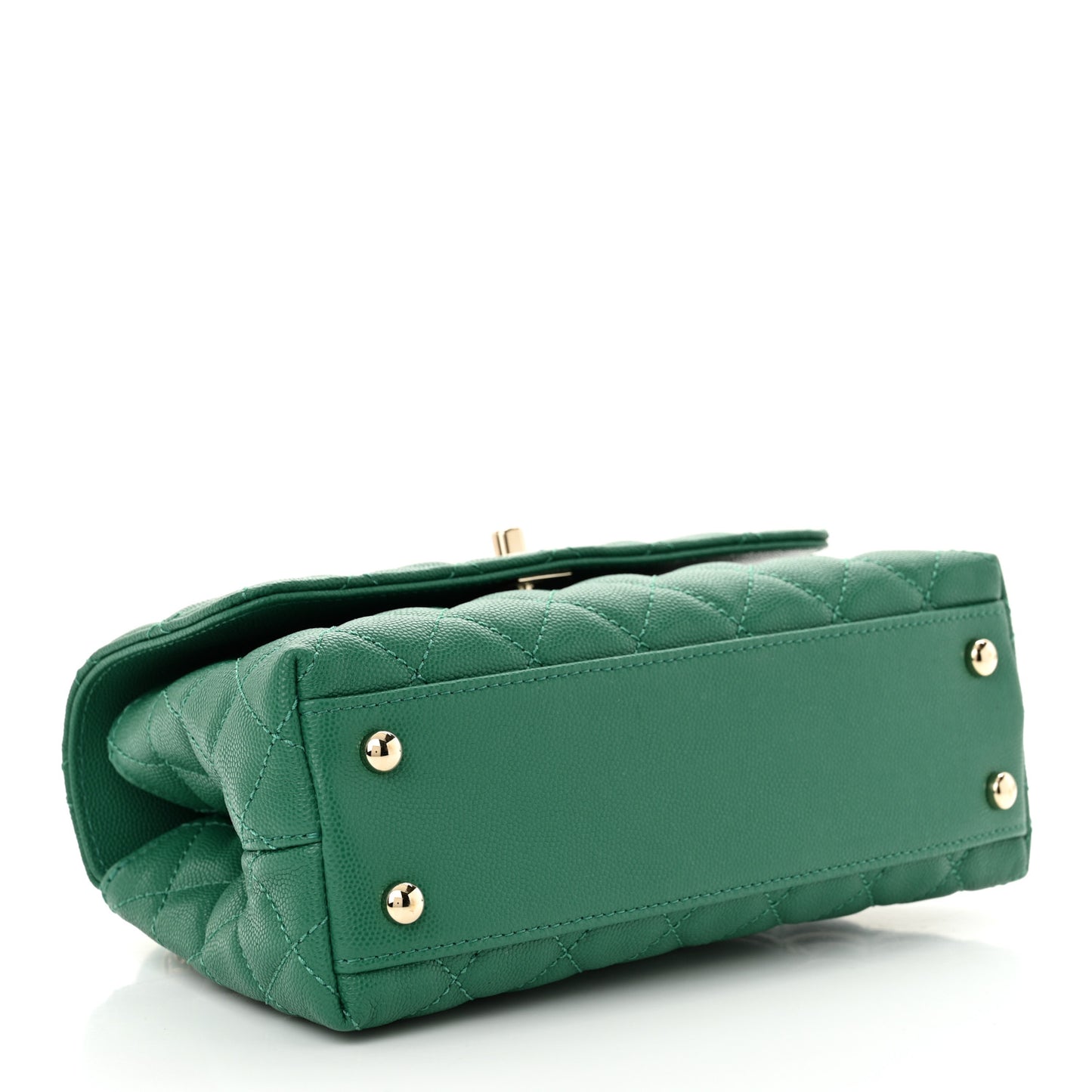 Caviar Quilted Mini Coco Handle Flap Green