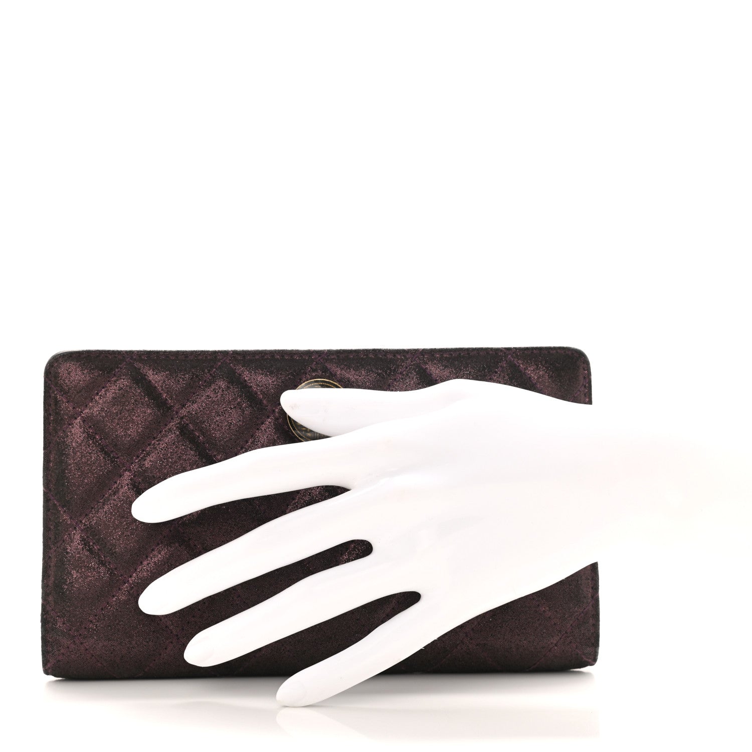 Chanel Iridescent Calfskin Quilted Tartan Button Yen Wallet Burgundy 2 of 7