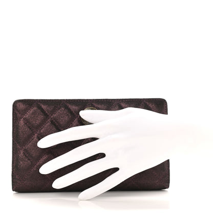 Chanel Iridescent Calfskin Quilted Tartan Button Yen Wallet Burgundy 2 of 7
