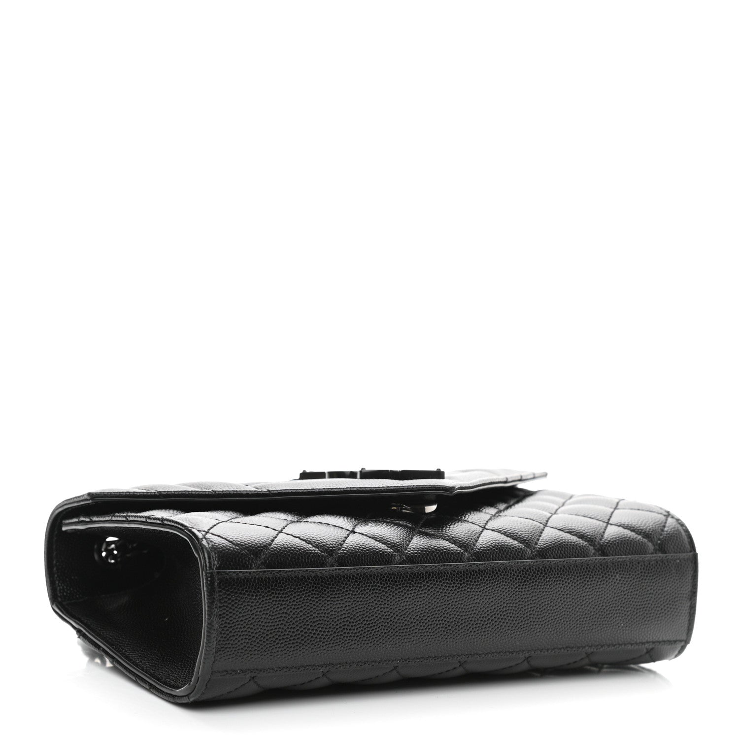 Saint Laurent Grain De Poudre Textured Mixed Matelasse Triquilt Small Monogram Satchel Black 4 of 10