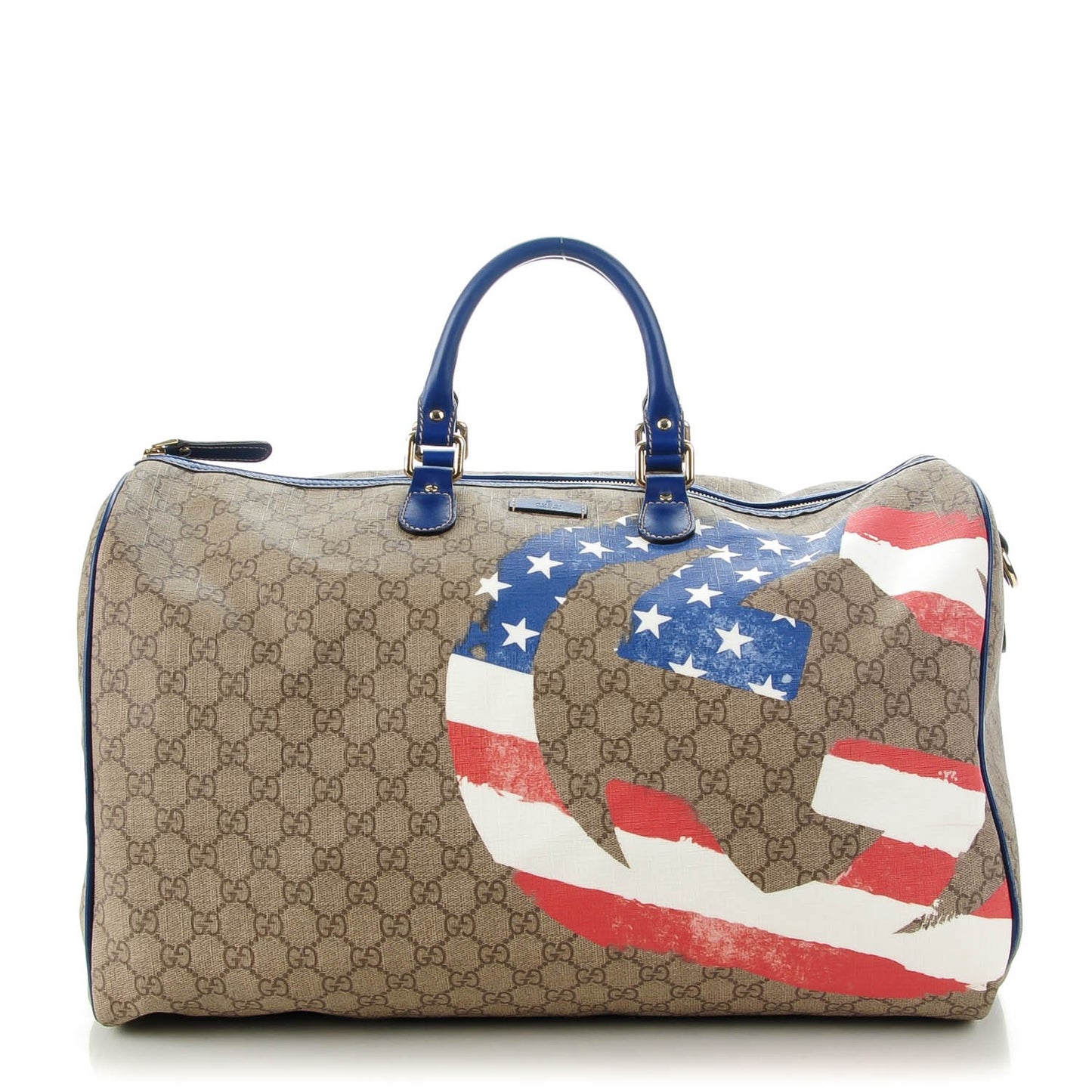GG Plus Monogram Large Boston USA Flag Unicef Duffle Blue
