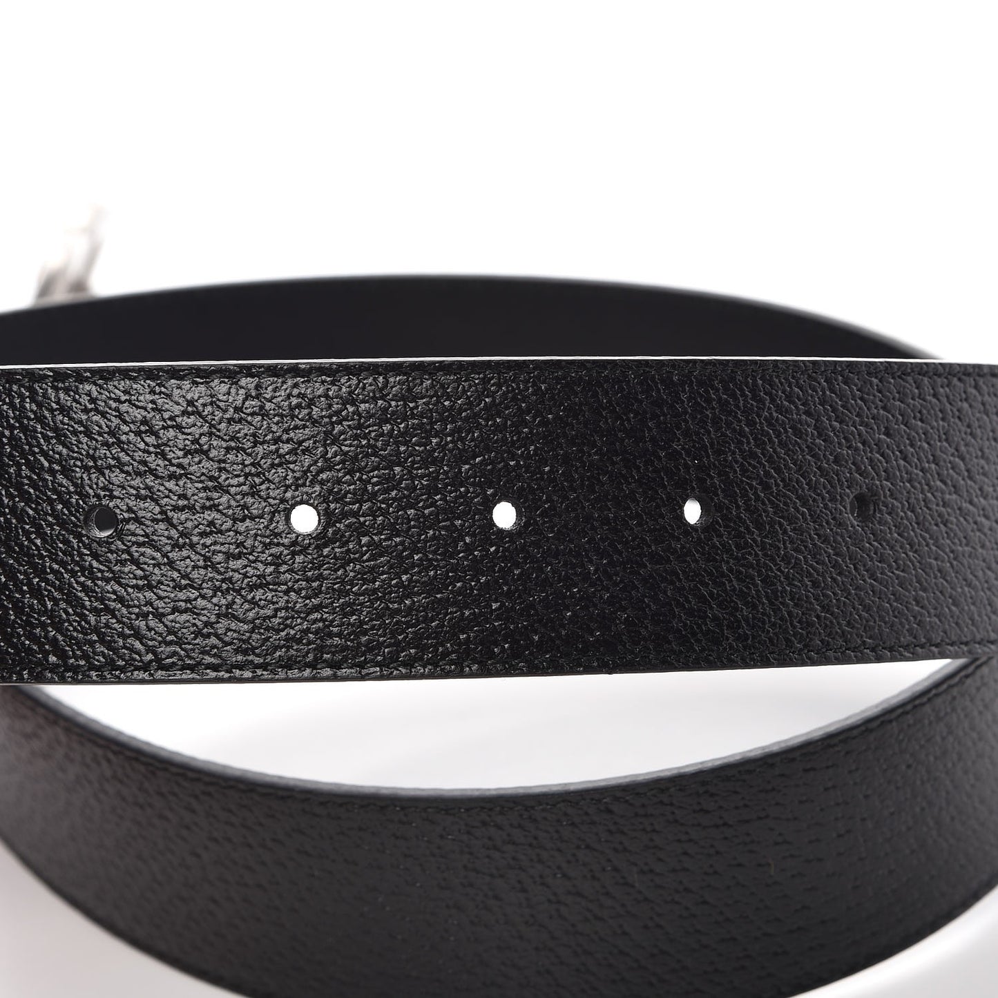 Textured Dollar Calfskin Nickel Double G 40mm Belt 85 34 Black