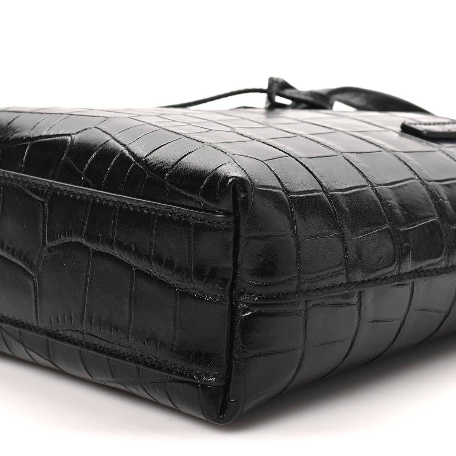 Saint Laurent Calfskin Crocodile Embossed Paris Mini Toy Shopper Tote Black 10 of 10