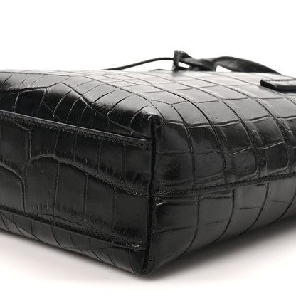 Saint Laurent Calfskin Crocodile Embossed Paris Mini Toy Shopper Tote Black 10 of 10
