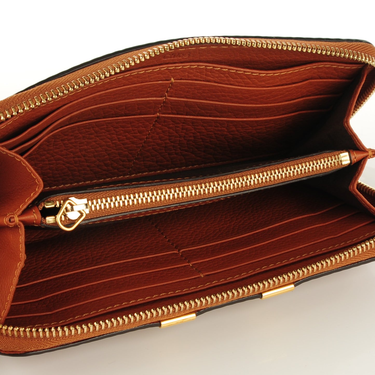 Grained Calfskin Marcie Long Zip Around Wallet Tan