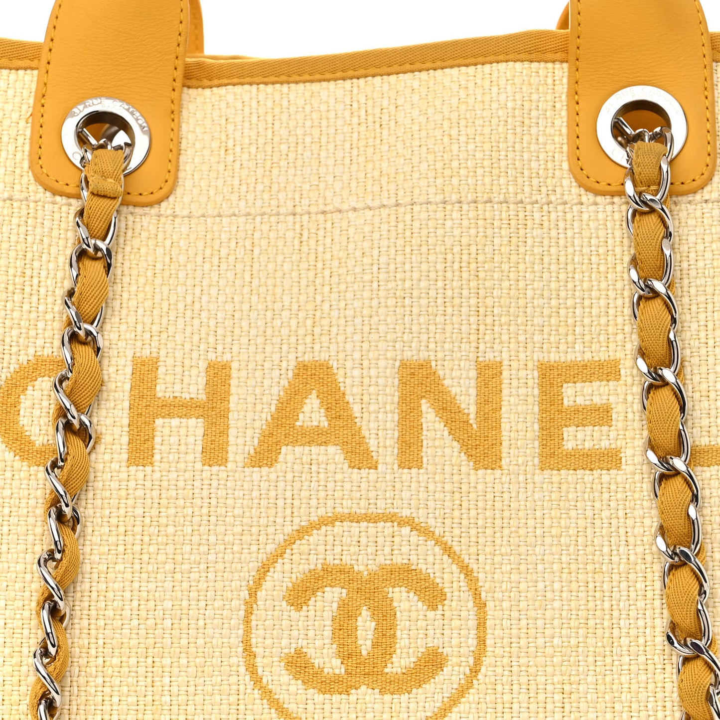 Woven Straw Raffia Large Deauville Tote Yellow