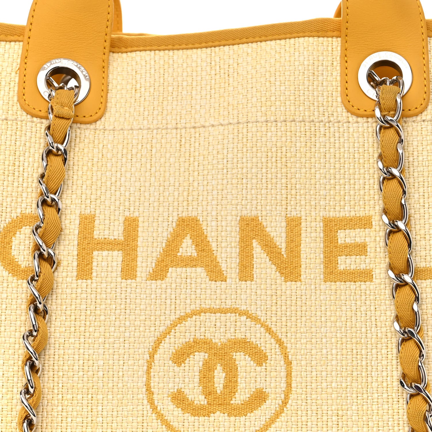 Chanel Woven Straw Raffia Large Deauville Tote Yellow 8 of 12