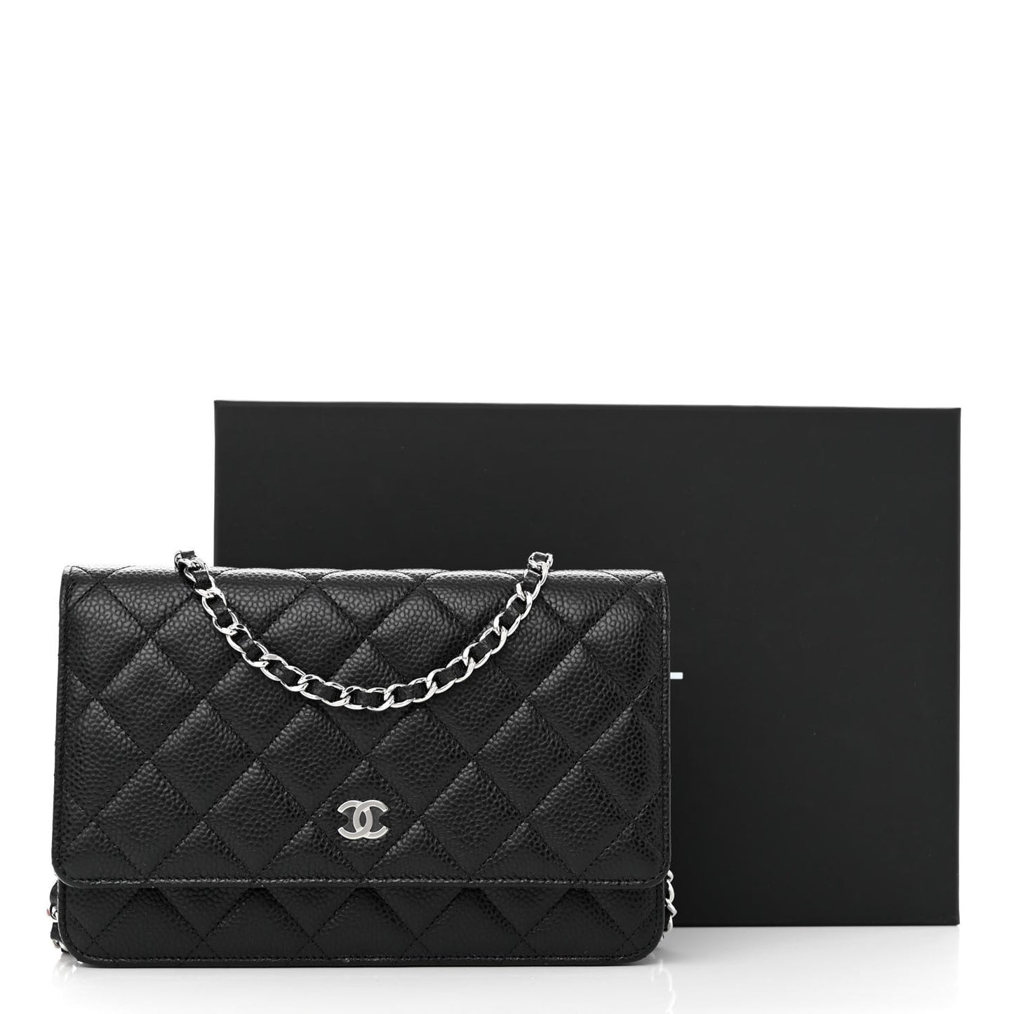 Caviar Quilted Wallet on Chain WOC Black