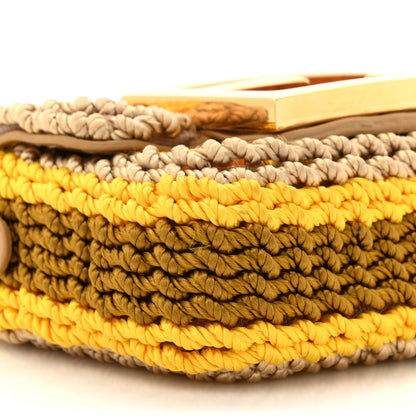 Fendi Woven Nappa FF Nano Maxi Buckle Baguette Charm Sand Pomelo Miele Scuro 10 of 10