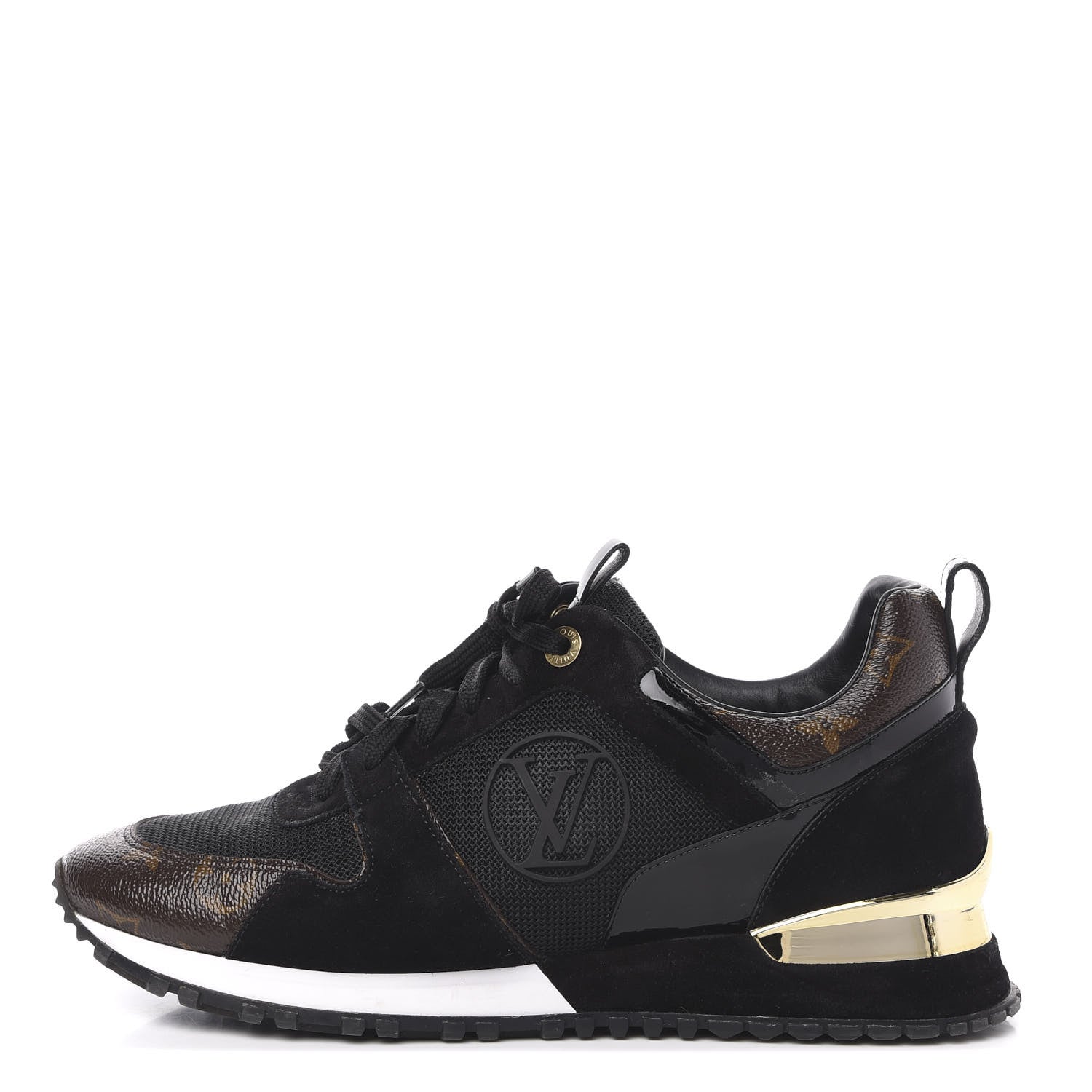 Louis Vuitton Suede Monogram Run Away Sneakers 39 Black 1 of 9