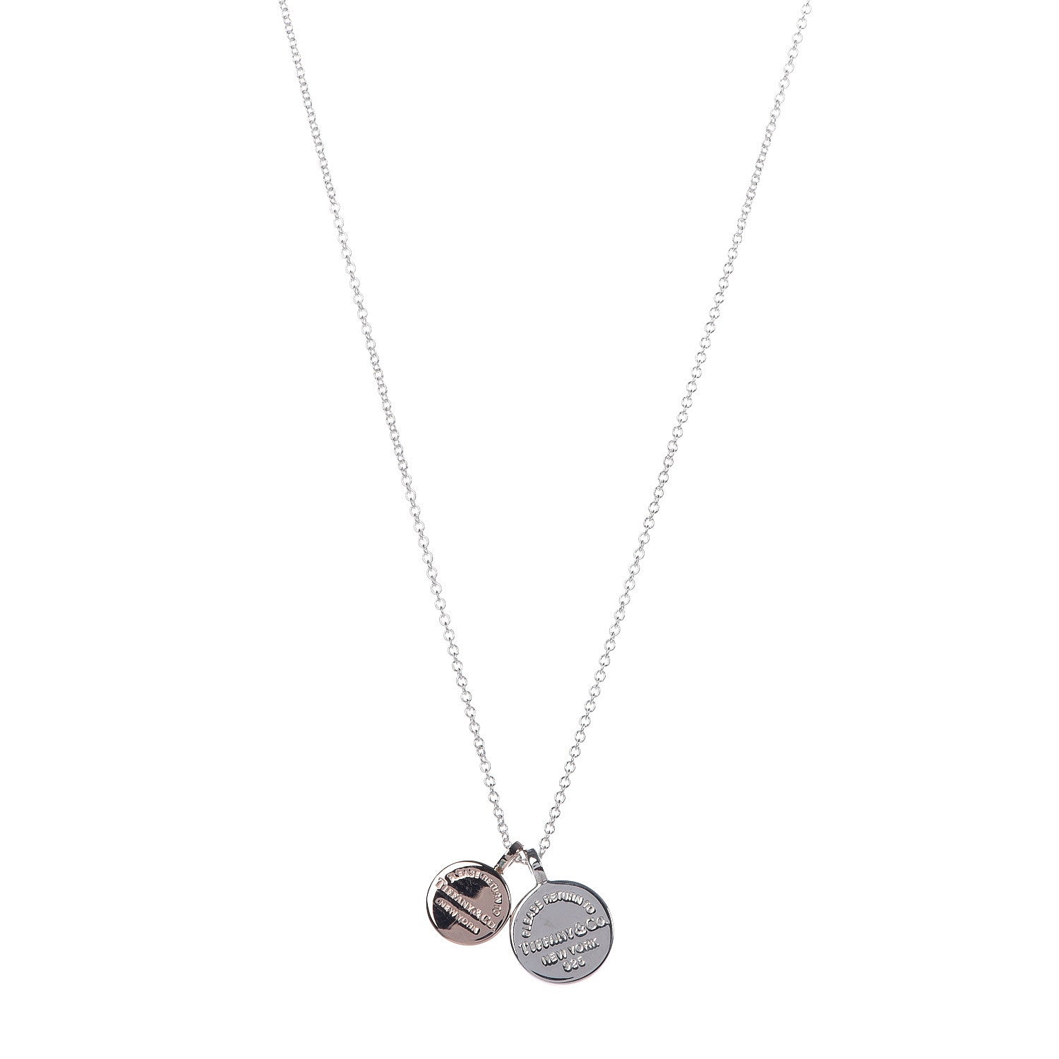 Tiffany Sterling Silver Rubedo Return to Circle Duo Pendant Necklace 1 of 6