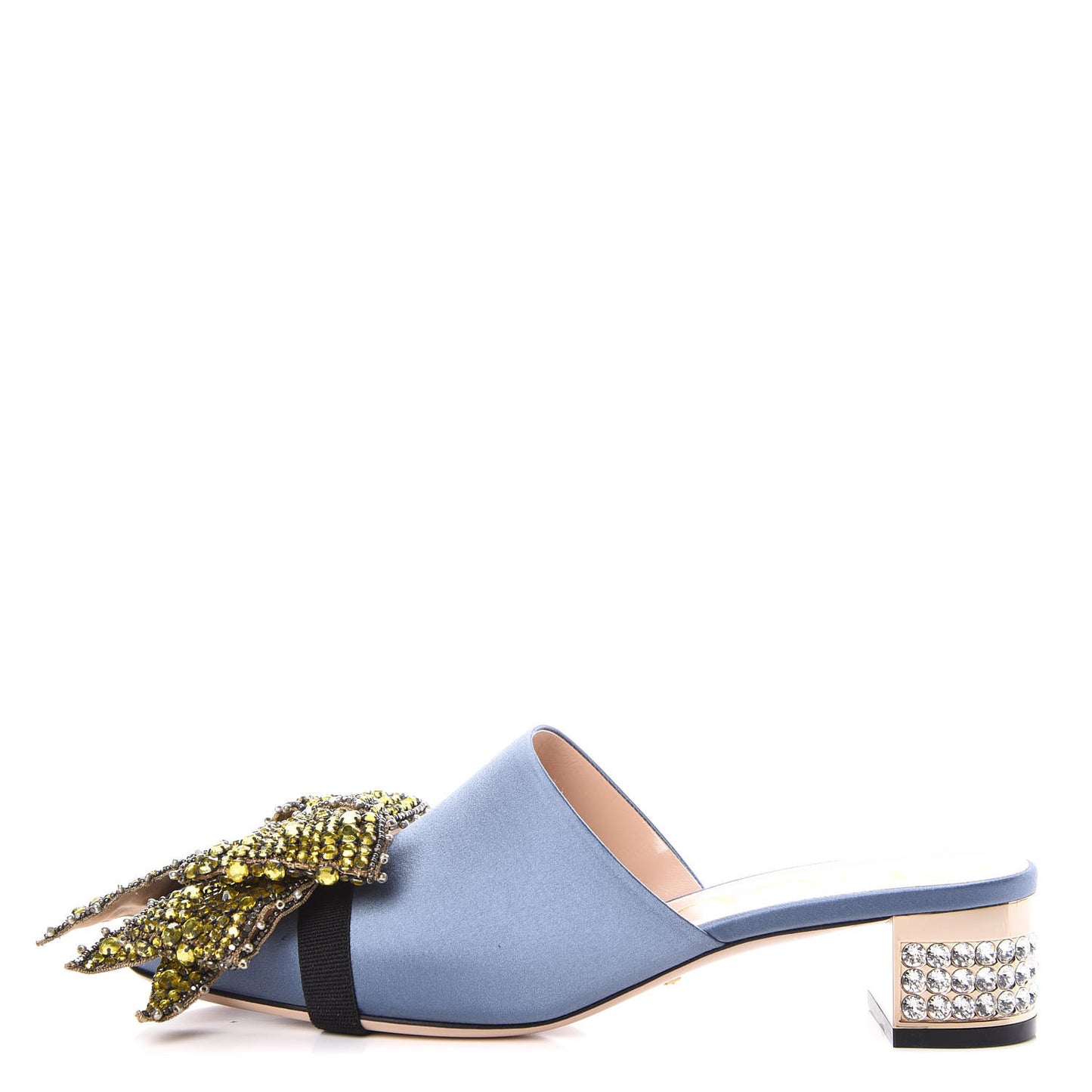 Silk Satin Crystal Embellished Bow Mules 38 Carta Zucchero