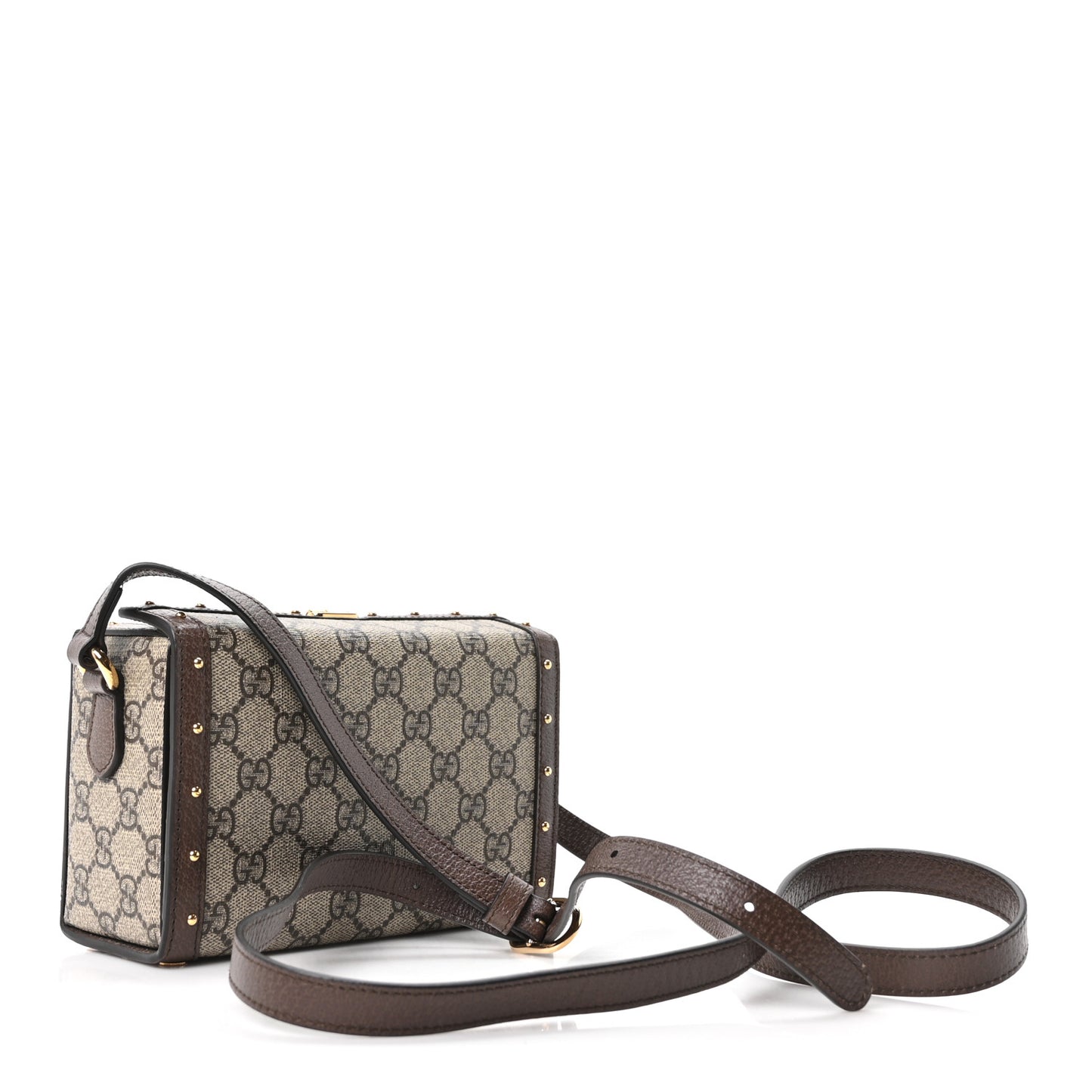 GG Supreme Monogram Textured Dollar Calfskin Mini Trunk Shoulder Bag Beige Ebony New Acero