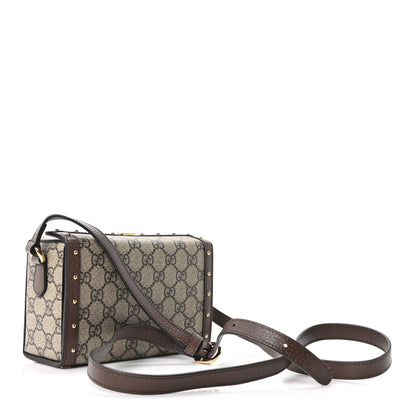 Gucci GG Supreme Monogram Textured Dollar Calfskin Mini Trunk Shoulder Bag Beige Ebony New Acero 3 of 10