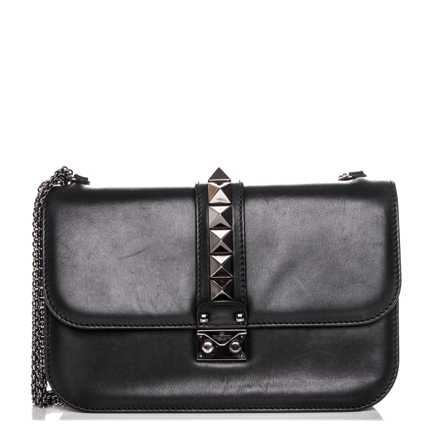 Vitello Medium Glam Lock Rockstud Flap Black