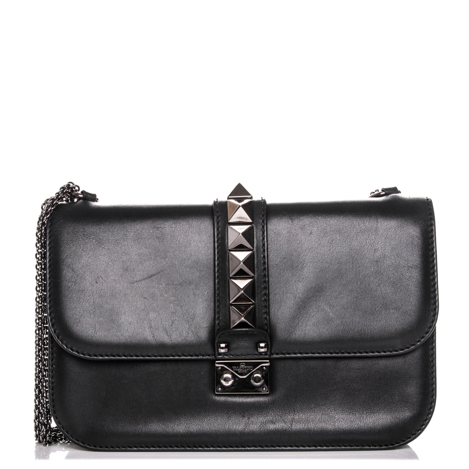 Valentino Garavani Vitello Medium Glam Lock Rockstud Flap Black 1 of 8