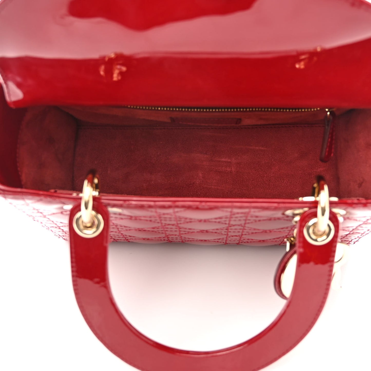 Patent Cannage Medium Lady Dior Red