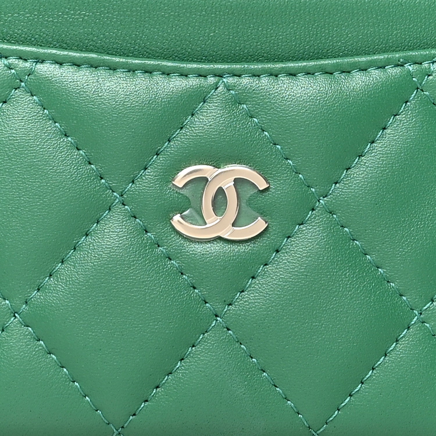 Chanel Lambskin Quilted Card Holder Green 9 of 9