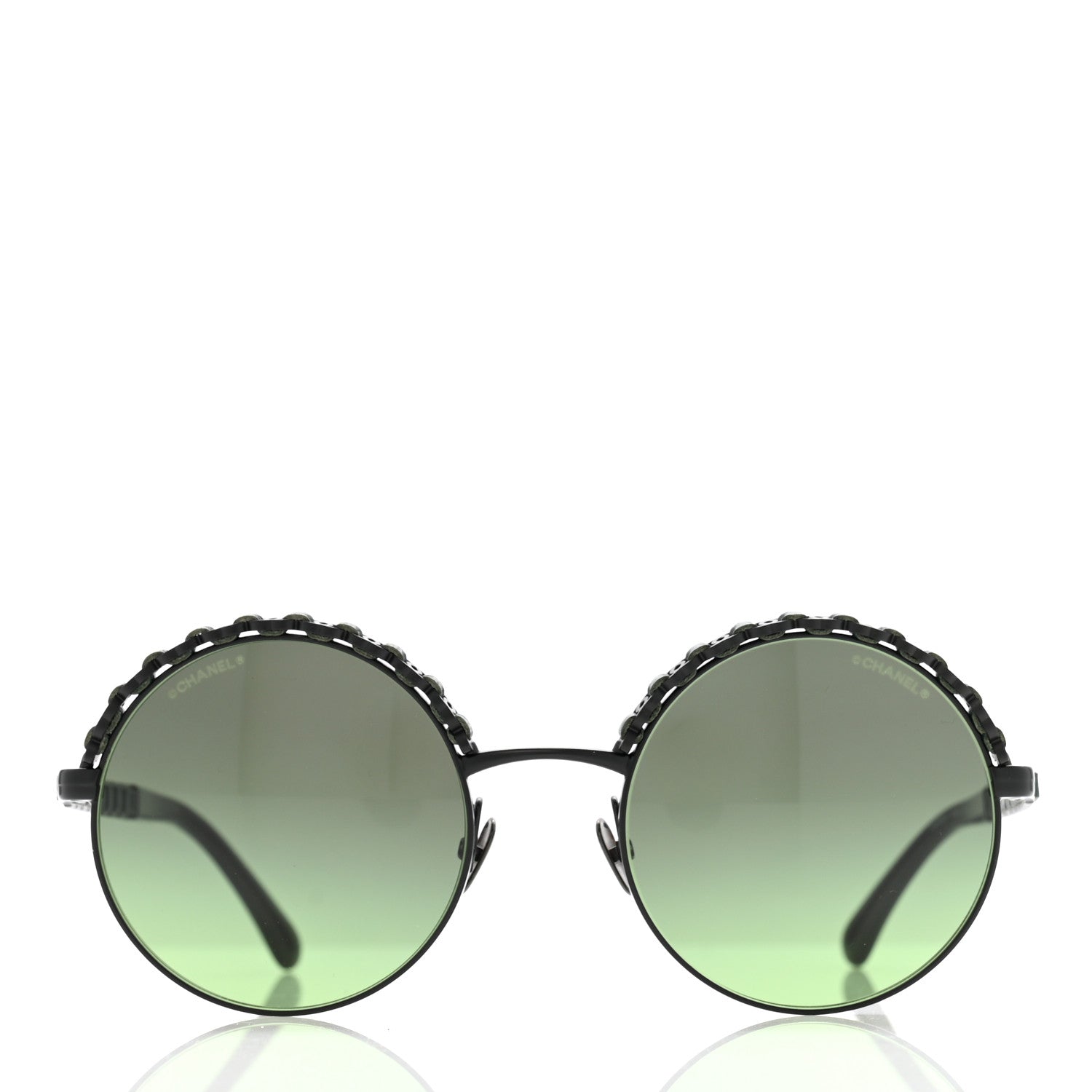 Chanel Metal Calfskin Round Chain Sunglasses 4265-Q Black 2 of 8