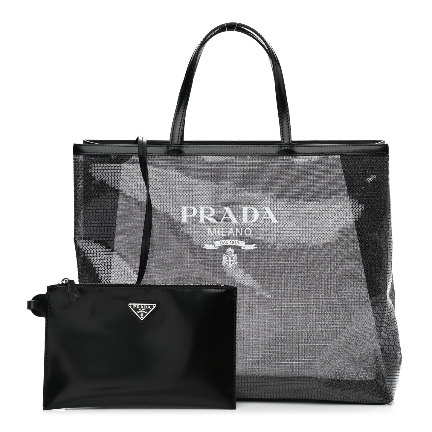 Sequin Mesh Tote Bag Black