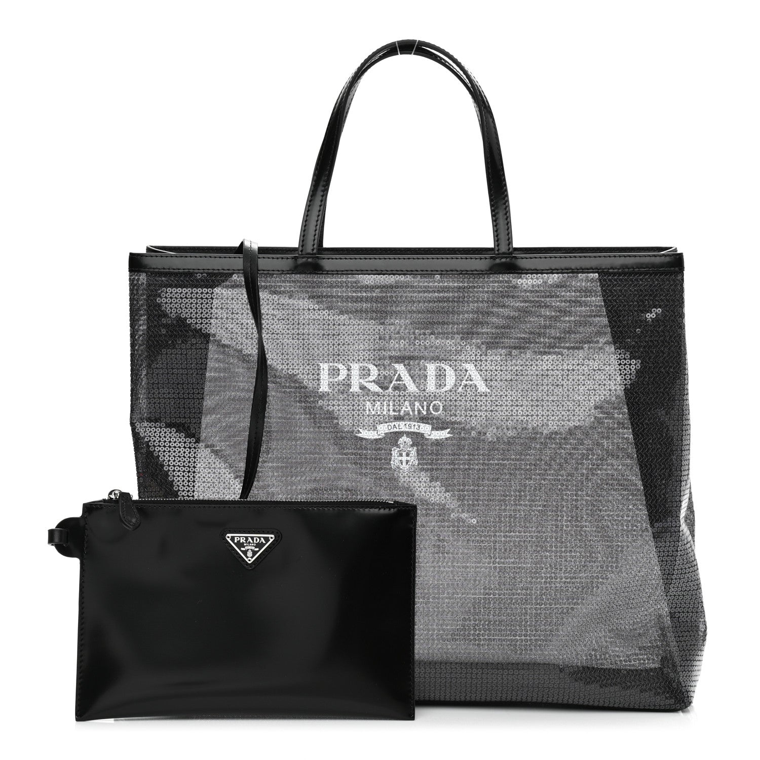 Prada Sequin Mesh Tote Bag Black 1 of 11