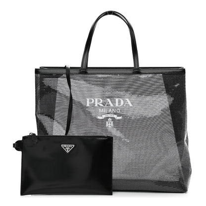 Prada Sequin Mesh Tote Bag Black 1 of 11
