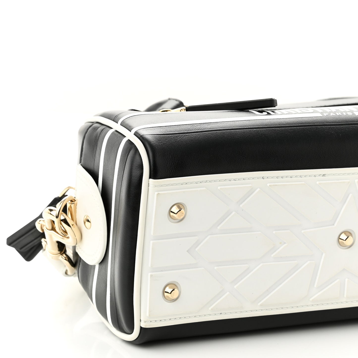 Calfskin Small Dior Vibe Zip Bowling Bag Blue White