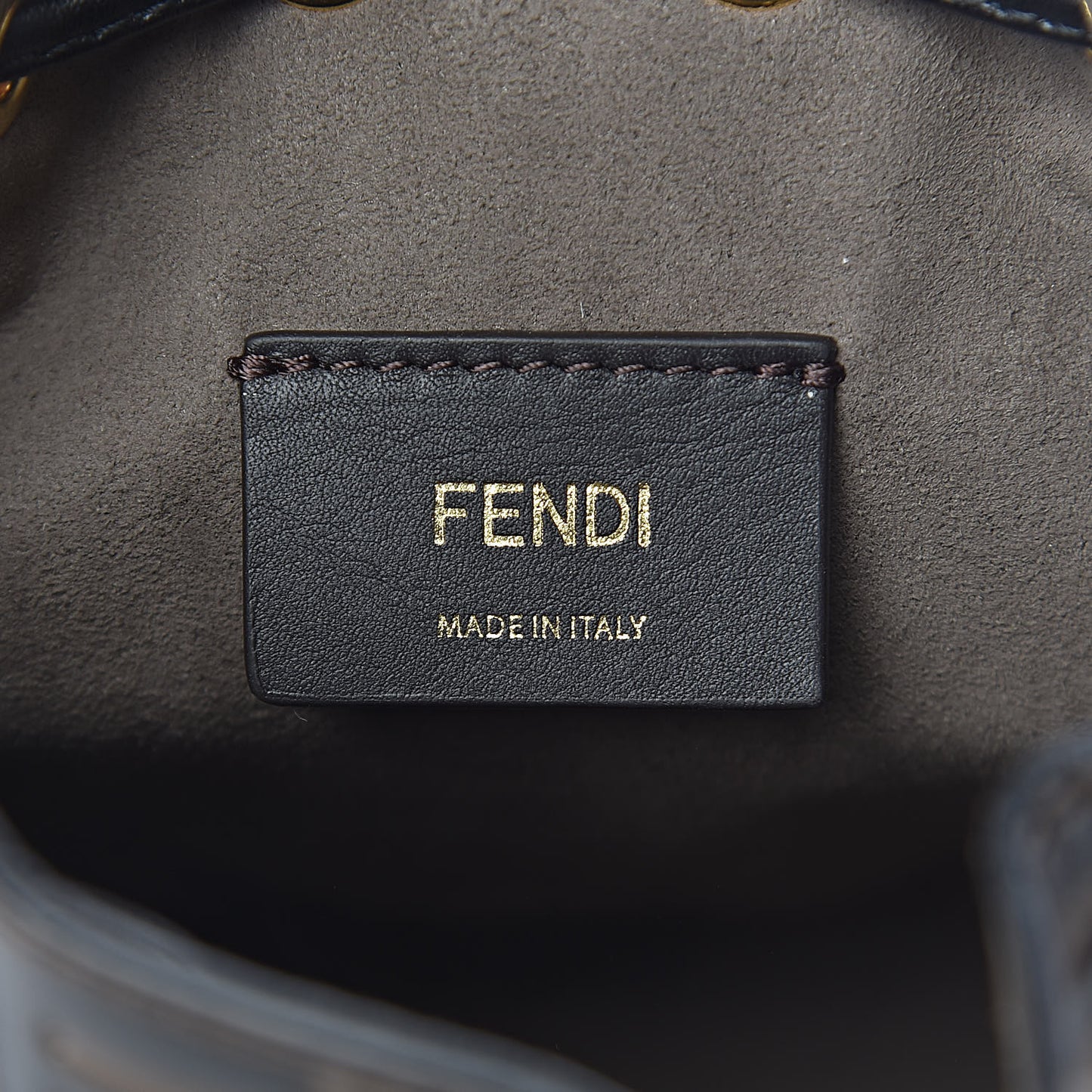 Vitello Liberty F is Fendi Bi-Color FF 1974 Embossed Mini Mon Tresor Bucket Bag Maya Black