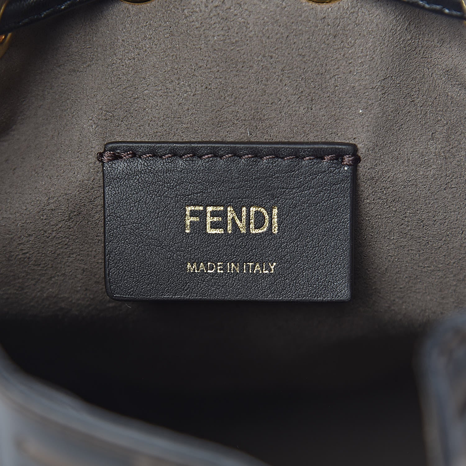 Fendi Vitello Liberty F is Fendi Bi-Color FF 1974 Embossed Mini Mon Tresor Bucket Bag Maya Black 6 of 10