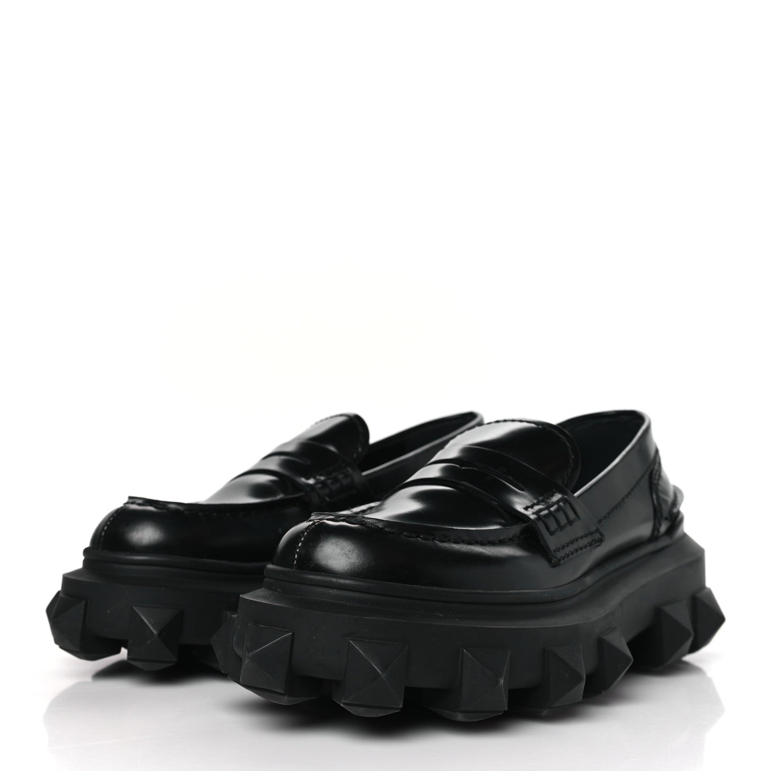 Valentino Garavani Calfskin Womens Trackstud Beatle 45/55mm Loafers 36 Black 3 of 9