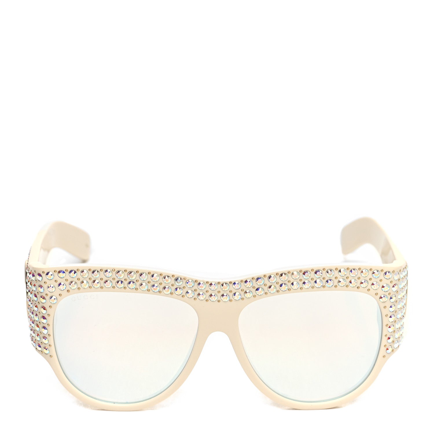 Gucci Acetate Crystal Oversize Hollywood Forever Sunglasses GG0144S Ivory 2 of 9