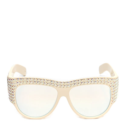 Gucci Acetate Crystal Oversize Hollywood Forever Sunglasses GG0144S Ivory 2 of 9
