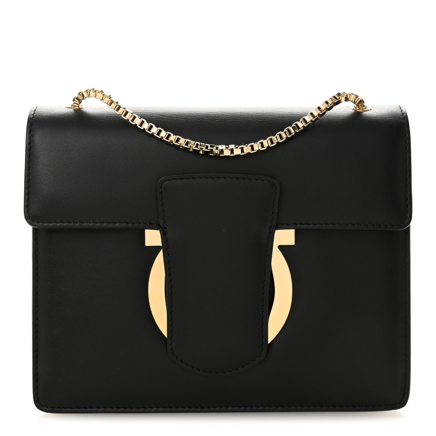 Calfskin Thalia Flap Shoulder Bag Black