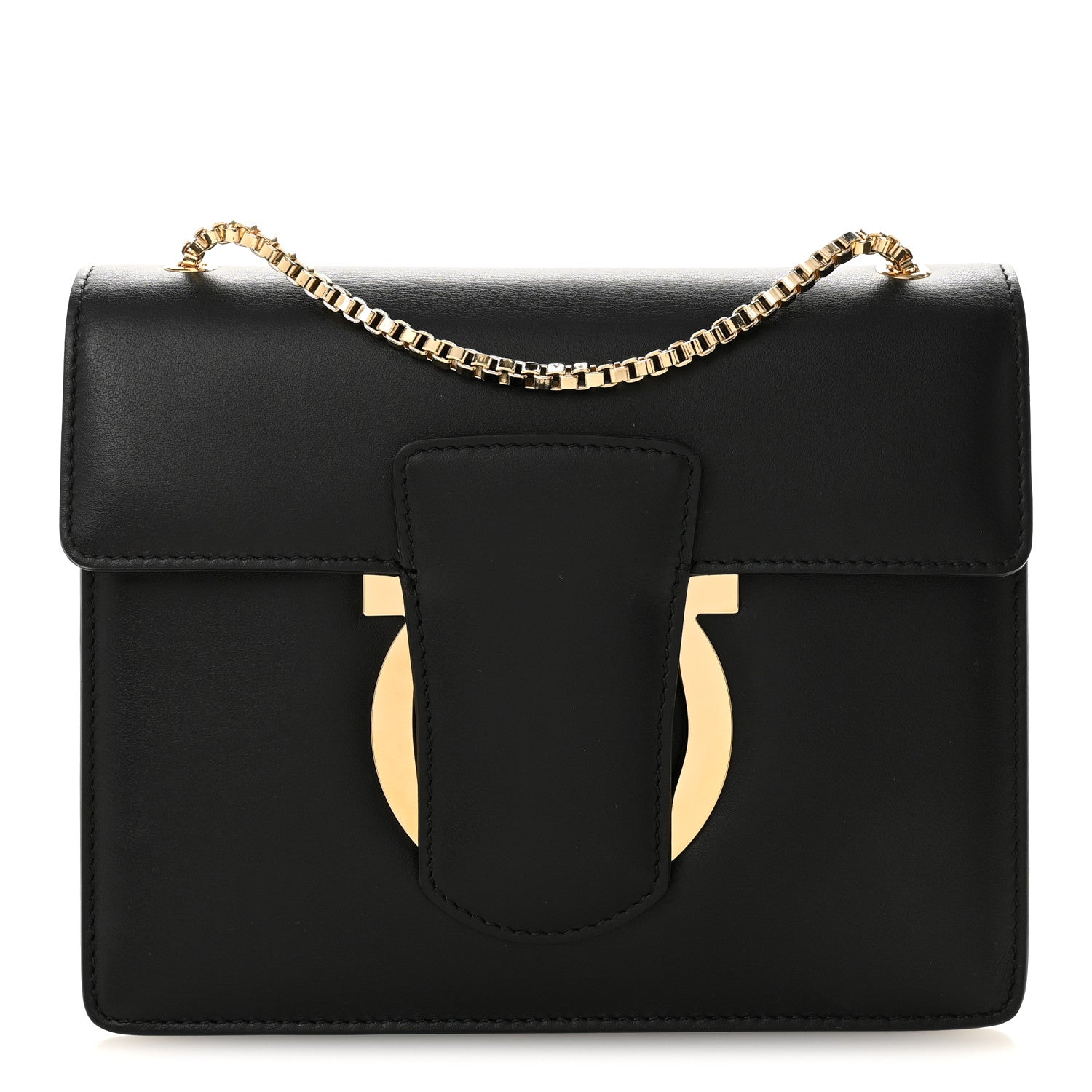 Salvatore Ferragamo Calfskin Thalia Flap Shoulder Bag Black 1 of 11