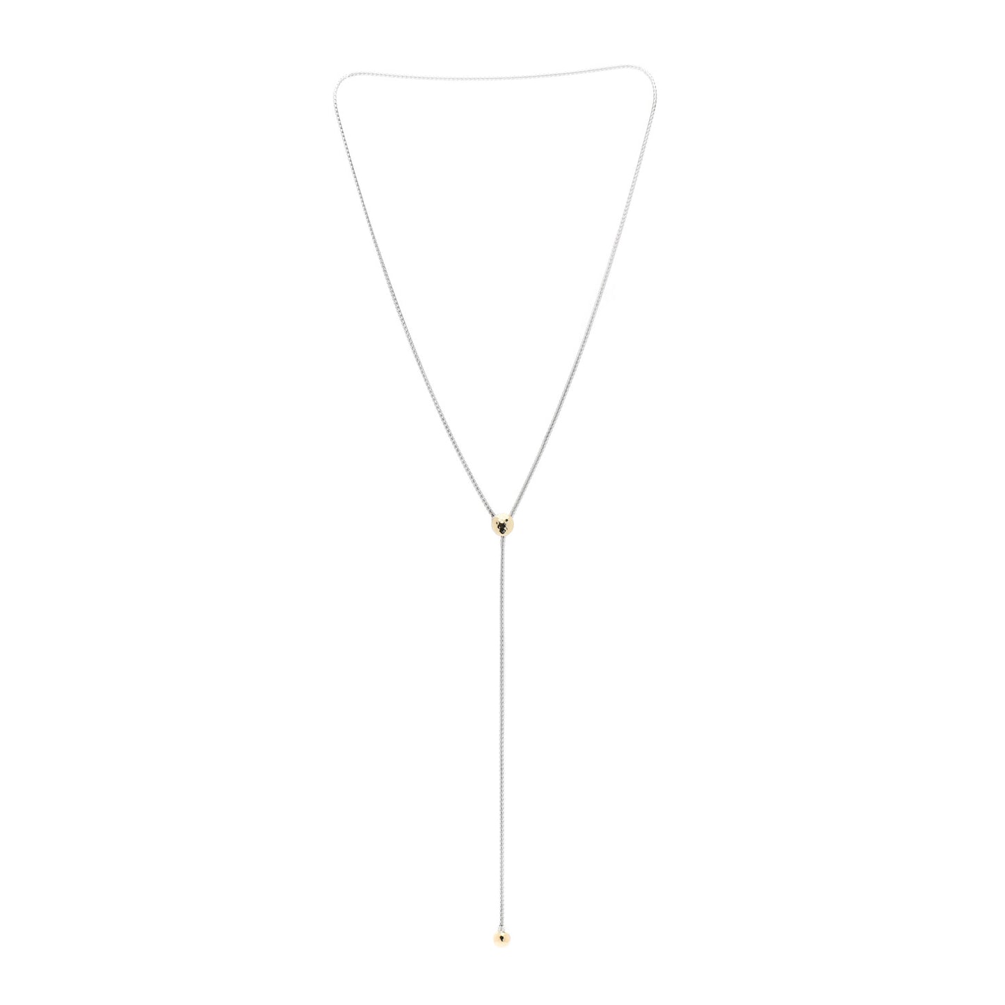 Sterling Silver 18K Yellow Gold Classic Chain Hammered Y Necklace