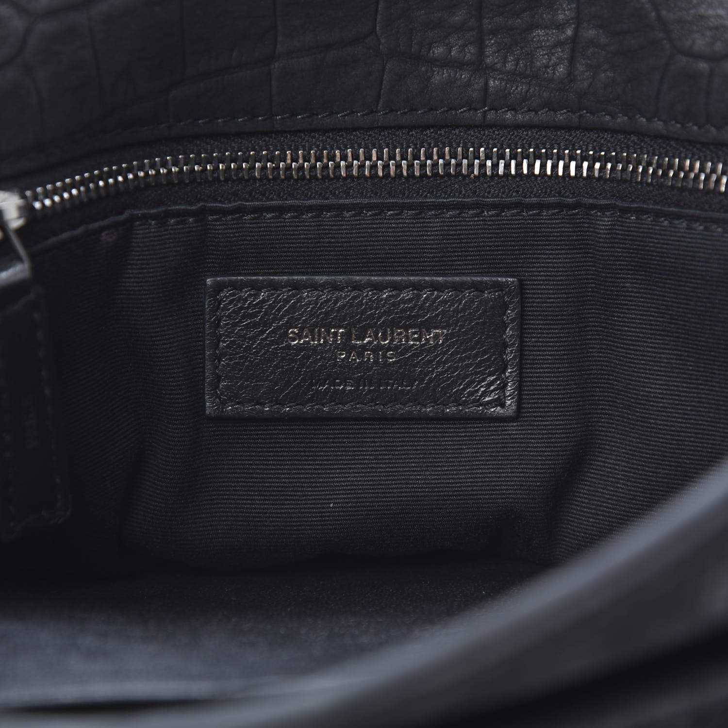 Saint Laurent Nubuck Crocodile Embossed Monogram Medium Niki Chain Satchel Black 6 of 16