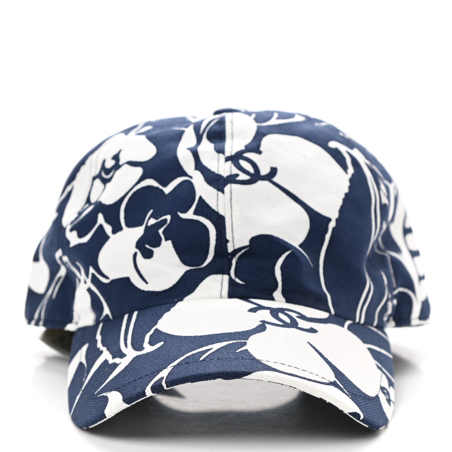 Chanel Cotton CC Coco Beach Cap Hat Navy Ivory 3 of 8