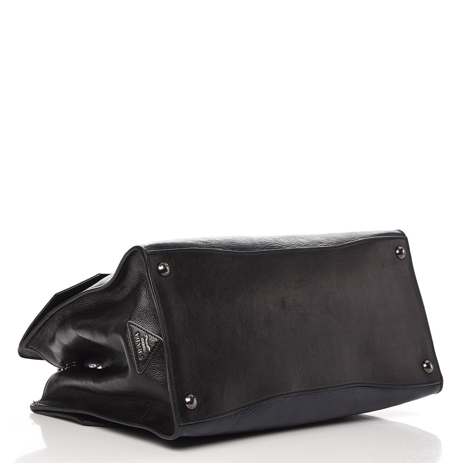 Prada Glace Calf Tote Bag Baltico Nero Black 5 of 12