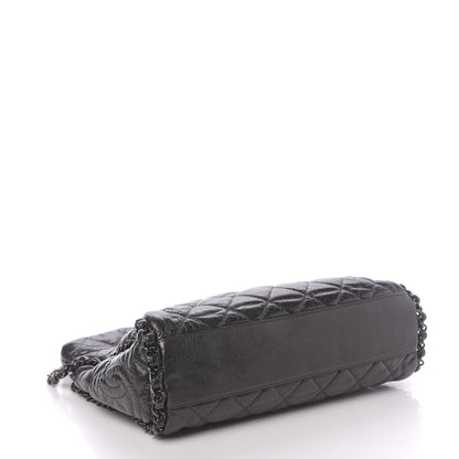 Chanel Metallic Aged Calfskin Quilted Medium Chain Me Hobo Dark Grey 4 of 10