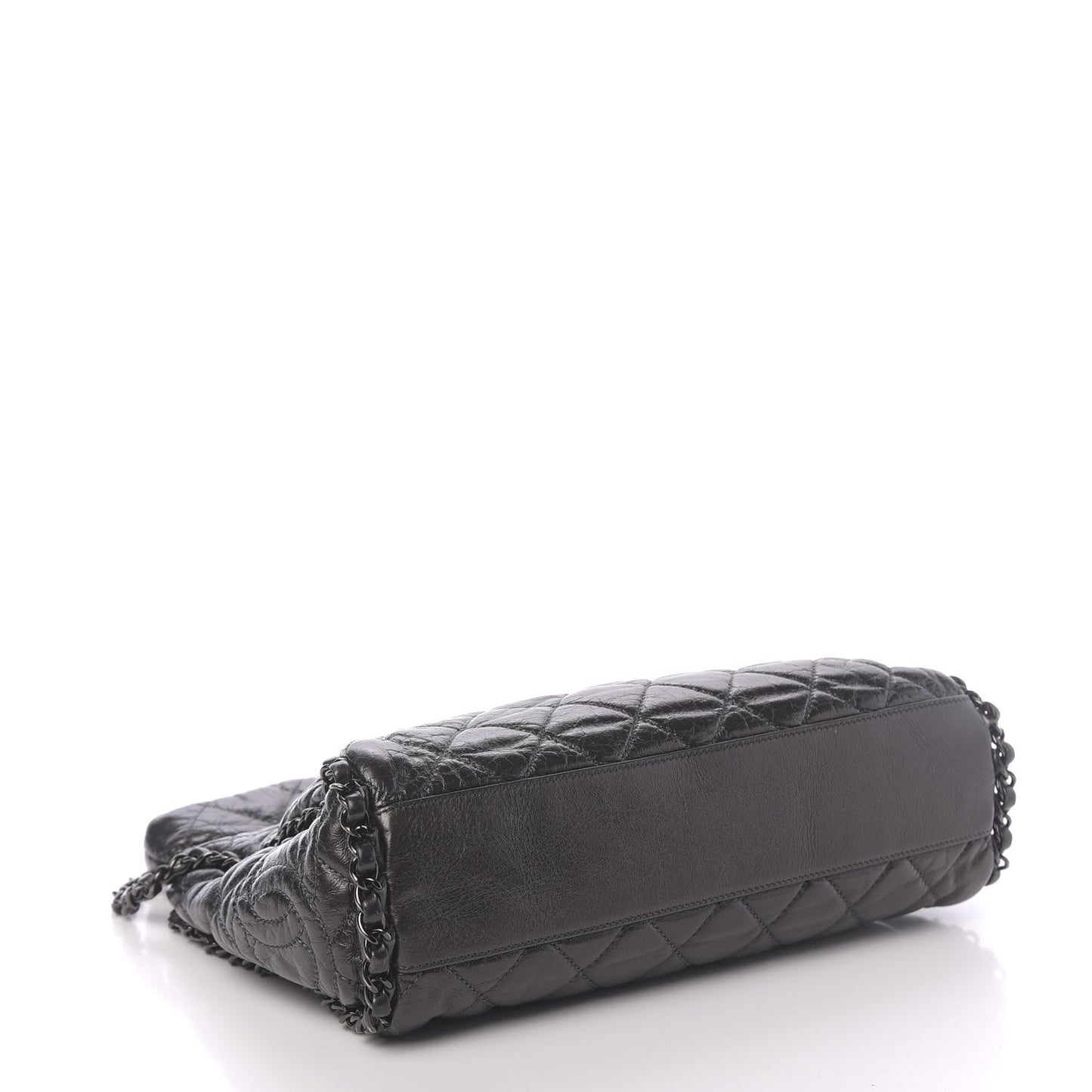 Metallic Aged Calfskin Quilted Medium Chain Me Hobo Dark Grey