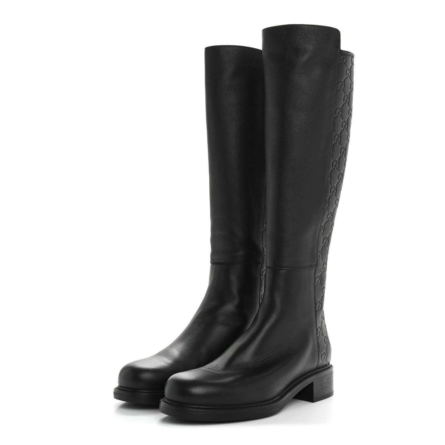 Gucci Microguccissima Knee High Riding Boots 37.5 Black 3 of 9