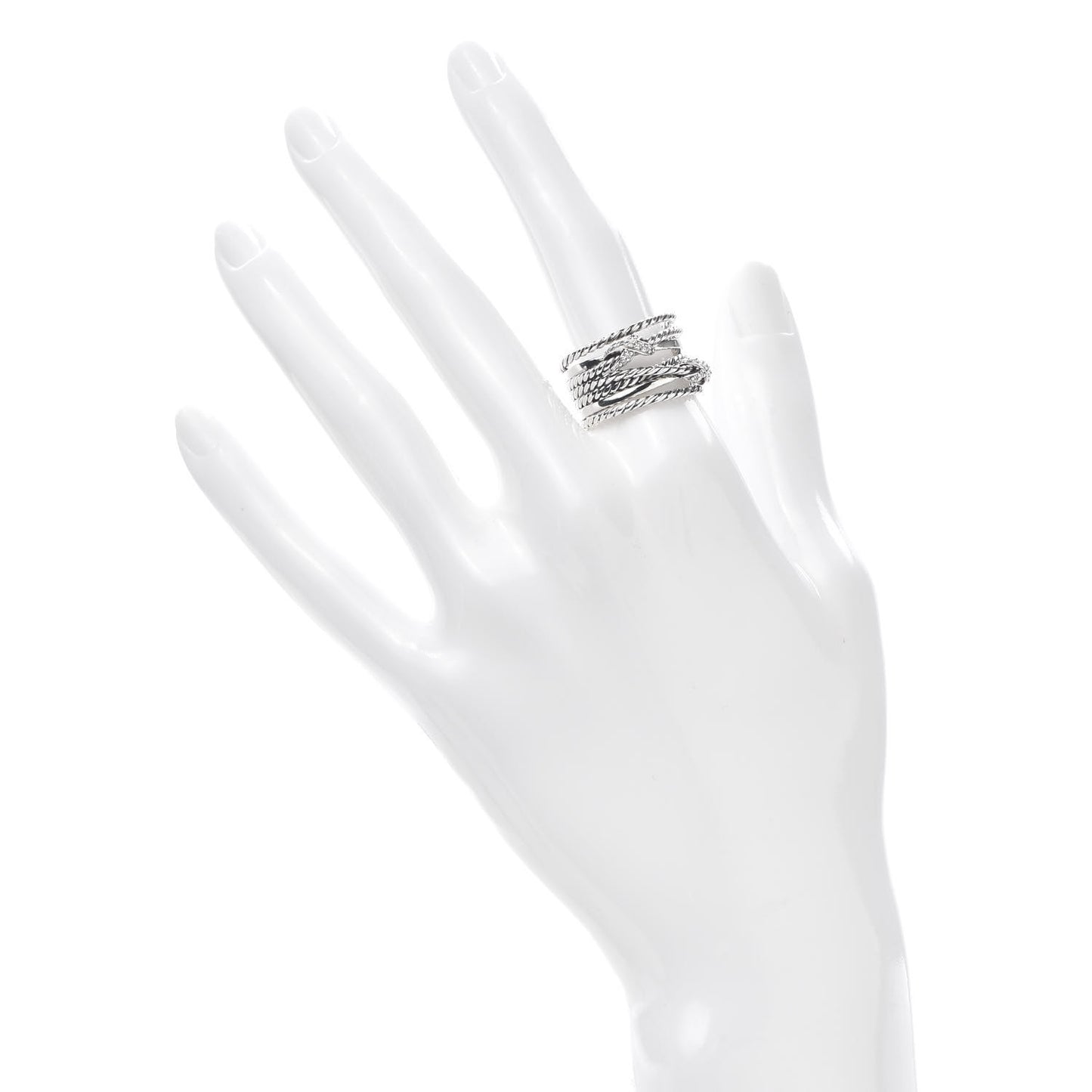 Sterling Silver Diamond Double X Crossover Ring 54 7