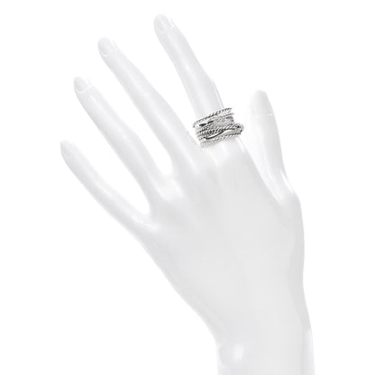 David Yurman Sterling Silver Diamond Double X Crossover Ring 54 7 2 of 5