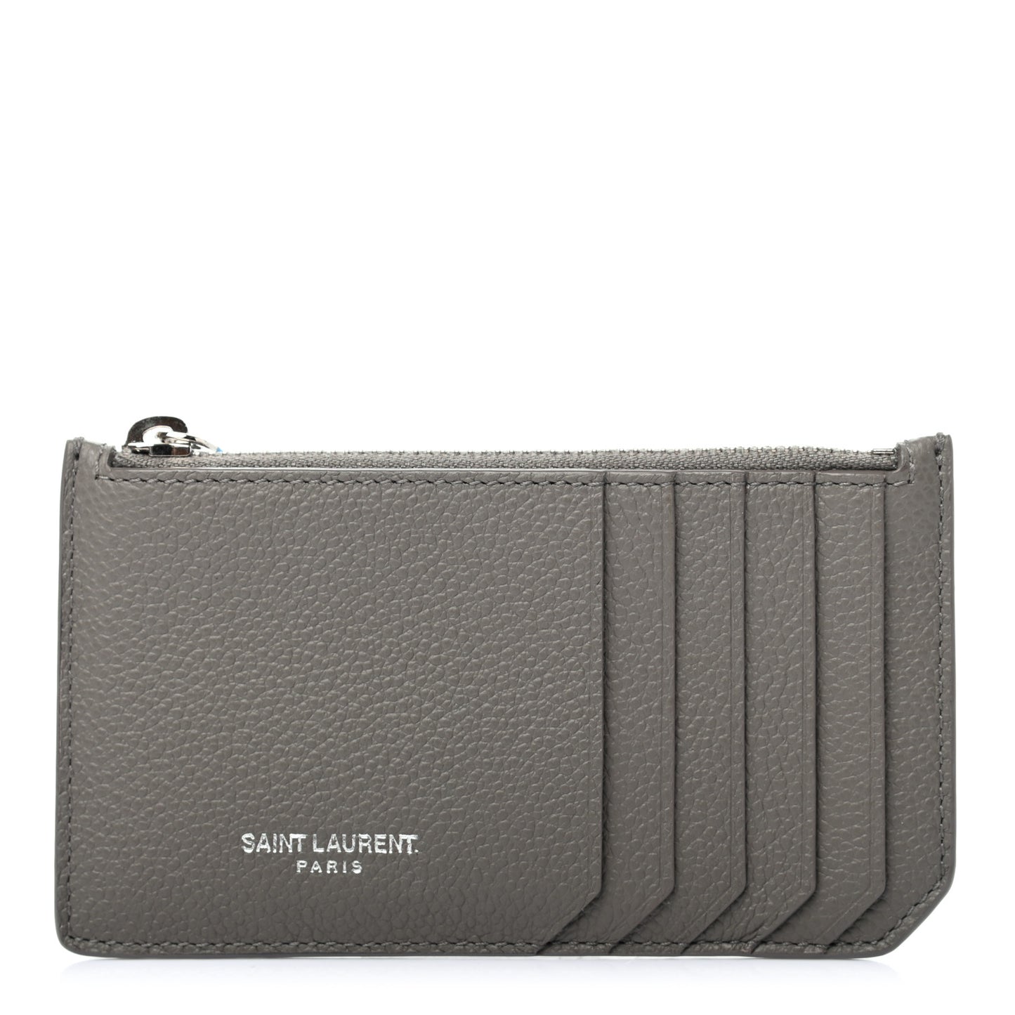 Calfskin 5 Fragments Zip Pouch Card Holder Fog