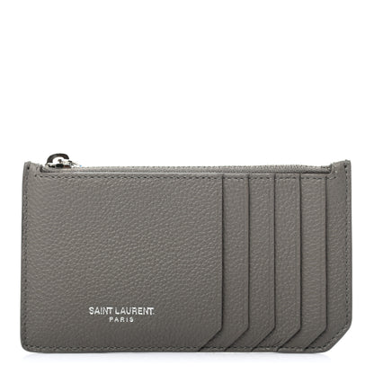 Saint Laurent Calfskin 5 Fragments Zip Pouch Card Holder Fog 1 of 7