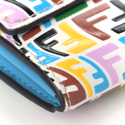 Fendi X SARAH COLEMAN Vitello Liberty Ceylon Micro FF Fish Eye Embossed Continental Envelope Wallet On Chain Multicolor Cyber Blue 8 of 9