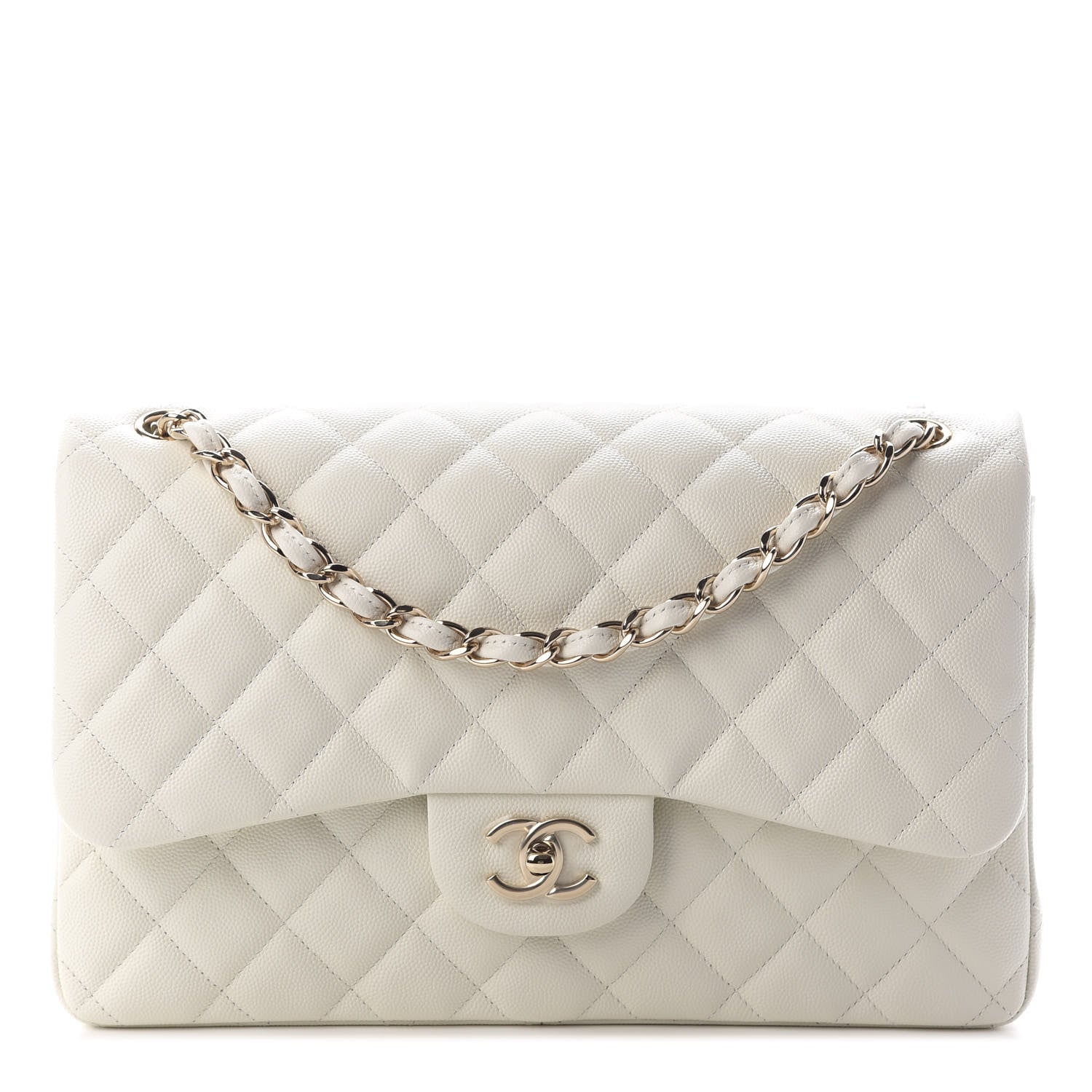 Chanel Caviar Quilted Jumbo Double Flap White 1 of 9