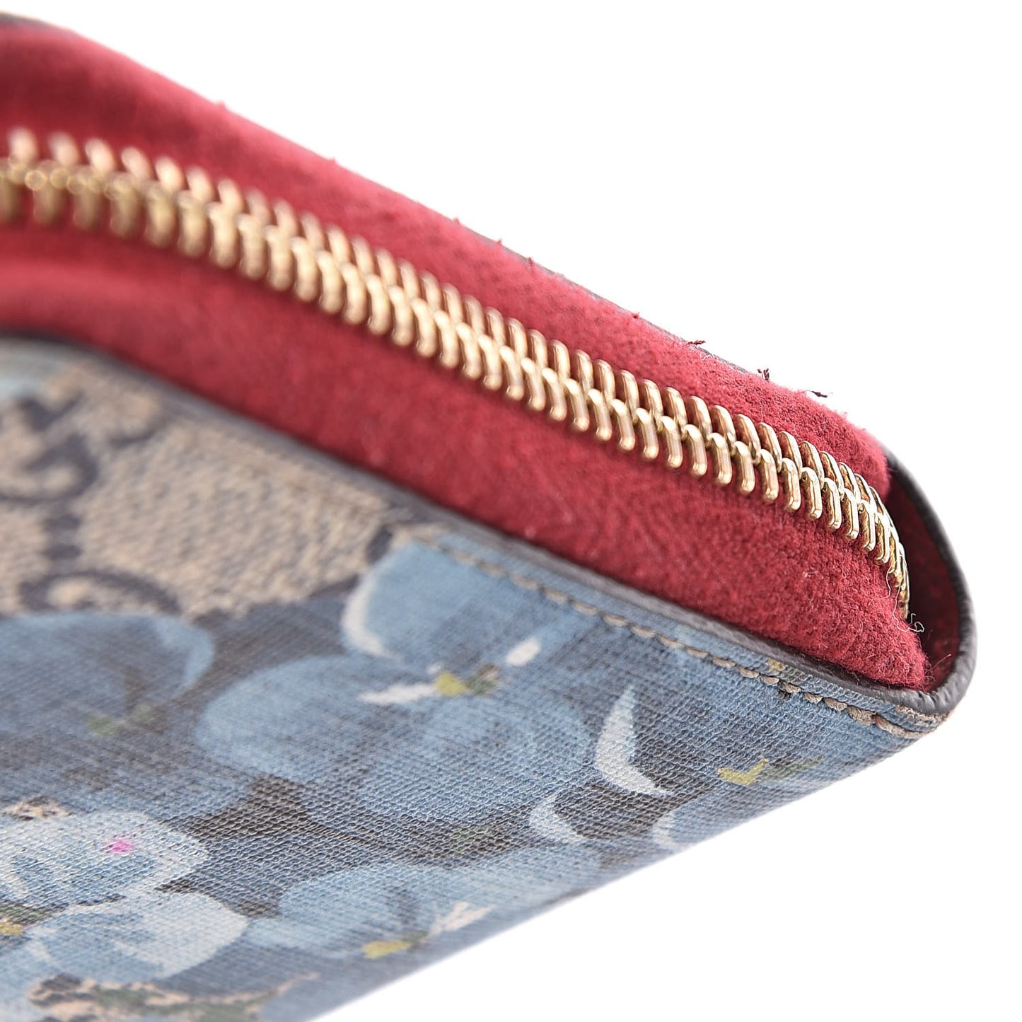 GG Supreme Monogram Blooms Zip Around Wallet Blue Red